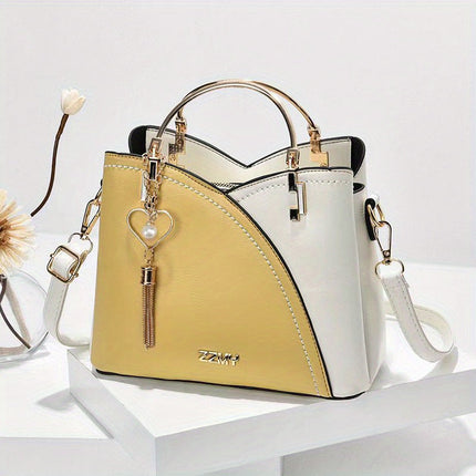 YSL Essential Luksusowa skórzana torba na ramię | Żywy projekt bloku kolorów | Stylowe akcenty z frędzlami | Przestronne wnętrze