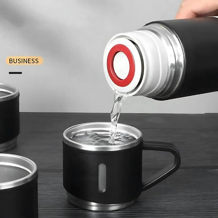 Izolowany kubek termiczny ze stali nierdzewnej 500ml | Podwójne ściany próżniowe | 3 w 1 zestaw | Uzywane zimne lub zimne do 12h | Zawiera wygodny kubek | Odporna na rdzę i przecieki | Idealna na podróże i codzienne