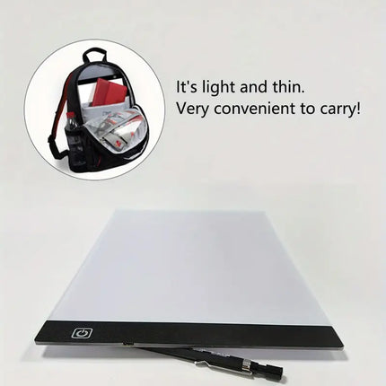 Mobilna Tablica LED A3 A4 A5 | Zasilanie USB | Regulowane Poziomy Jasności | Ochrona Oczu | Wszechstronna do Sztuki, Tatuażu, Quiltingu i Projektów | Lekka i Kompaktowa Konstrukcja Dla Artystów i Projektantów