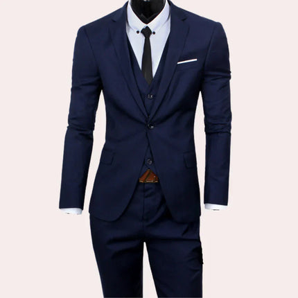 Męski garnitur 3-częściowy slim fit | Bawełniana marynarka i spodnie | Klasyczna i nowoczesna elegancja | Rozmiary S do 3XL | Wygodne i właściwe | Wszechstronny na okazje formalne i półformalne | Czarny Szary Granatowy Czerwony