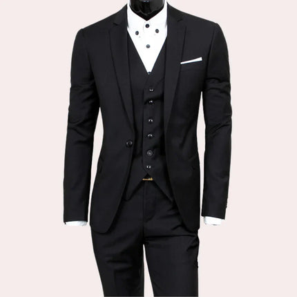 Męski garnitur 3-częściowy slim fit | Bawełniana marynarka i spodnie | Klasyczna i nowoczesna elegancja | Rozmiary S do 3XL | Wygodne i właściwe | Wszechstronny na okazje formalne i półformalne | Czarny Szary Granatowy Czerwony