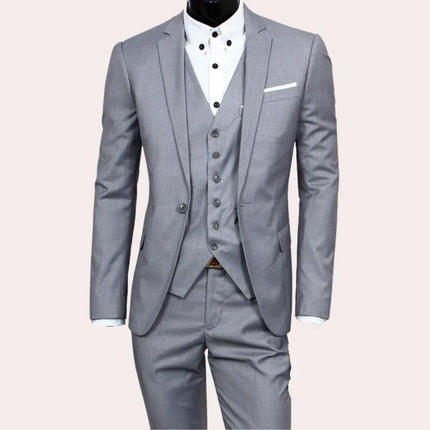 Męski garnitur 3-częściowy slim fit | Bawełniana marynarka i spodnie | Klasyczna i nowoczesna elegancja | Rozmiary S do 3XL | Wygodne i właściwe | Wszechstronny na okazje formalne i półformalne | Czarny Szary Granatowy Czerwony