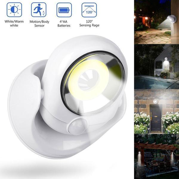 Oświetlenie LED Action-Motion | Jasność 450 lumenów | Czujnik aktywowany ruchem | Regulacja 360° | Timer oszczędzający energię | Łatwa instalacja bezprzewodowa | Wodoodporny do użytku na zewnątrz/wewnątrz | Długotrwała żywotność baterii