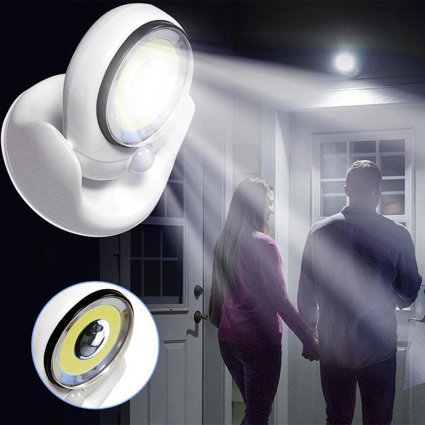 Oświetlenie LED Action-Motion | Jasność 450 lumenów | Czujnik aktywowany ruchem | Regulacja 360° | Timer oszczędzający energię | Łatwa instalacja bezprzewodowa | Wodoodporny do użytku na zewnątrz/wewnątrz | Długotrwała żywotność baterii