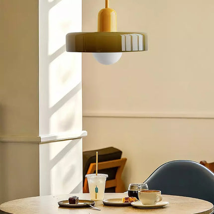 Lampa wisząca Bauhaus | Żywe kolorowe szkło | Nowoczesny design | Funkcjonalny wystrój domu | Energooszczędne oświetlenie do salonu, jadalni i sypialni