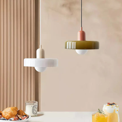 Lampa wisząca Bauhaus | Żywe kolorowe szkło | Nowoczesny design | Funkcjonalny wystrój domu | Energooszczędne oświetlenie do salonu, jadalni i sypialni