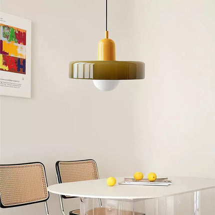 Lampa wisząca Bauhaus | Żywe kolorowe szkło | Nowoczesny design | Funkcjonalny wystrój domu | Energooszczędne oświetlenie do salonu, jadalni i sypialni