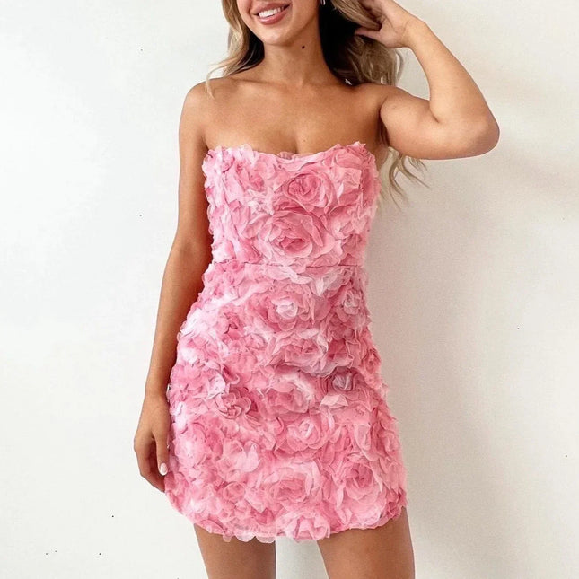 Różowa suknia ślubna w stylu boho | Gorset bez rękawów | Delikatny kwiatowy wzór | Wysoka talia | Romantyczny kobiecy design | Elegancki, szykowny wygląd | Miękka tkanina wysokiej jakości