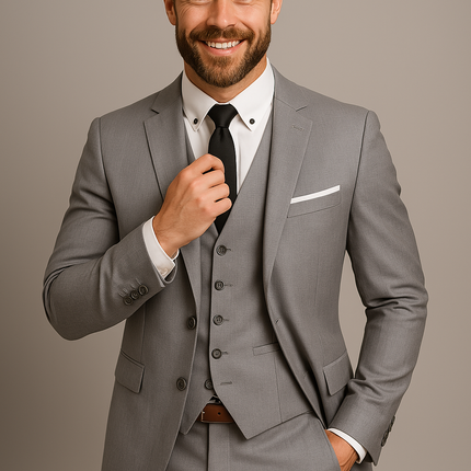 Męski garnitur 3-częściowy slim fit | Bawełniana marynarka i spodnie | Klasyczna i nowoczesna elegancja | Rozmiary S do 3XL | Wygodne i właściwe | Wszechstronny na okazje formalne i półformalne | Czarny Szary Granatowy Czerwony