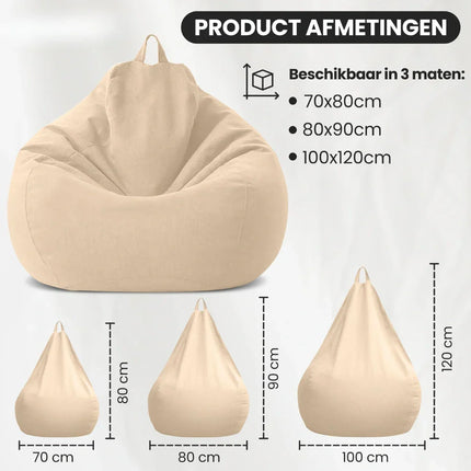 Worek fasolowy premium z wypełnieniem | Ergonomiczne wsparcie | Zdejmowany, nadający się do prania pokrowiec | Wiele rozmiarów i kolorów | Miękkie i trwałe | Idealny do salonu i sypialni