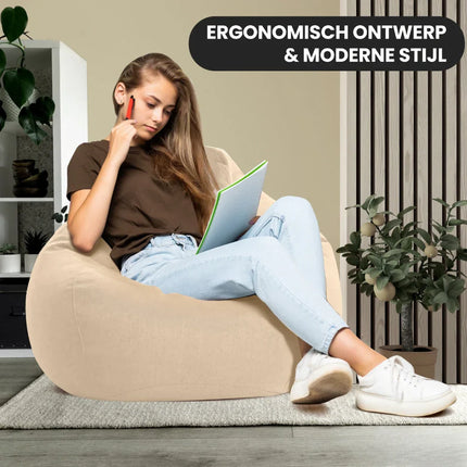Worek fasolowy premium z wypełnieniem | Ergonomiczne wsparcie | Zdejmowany, nadający się do prania pokrowiec | Wiele rozmiarów i kolorów | Miękkie i trwałe | Idealny do salonu i sypialni