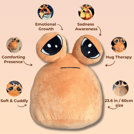 Pluszowa emoji | Przytul kolego | Miękki, krótki pluszowy materiał | Wypełnienie z bawełny PP | 22cm/60cm | Idealny do użytku dekoracyjnego | Sypialnia, pokój dzienny, biuro | Przytulny | Prezentuj dla wszystkich grup wiekowych