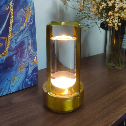 Lampa stołowa LED Nordic | elegancki wygląd | Sterowanie dotykowe | Tryby 3-kolorowe | Akumulator USB | Wysokiej jakości metal i kryształy | Opcje srebra, złota, czerni | Wszechstronne oświetlenie domu | Wodoodporność IP65