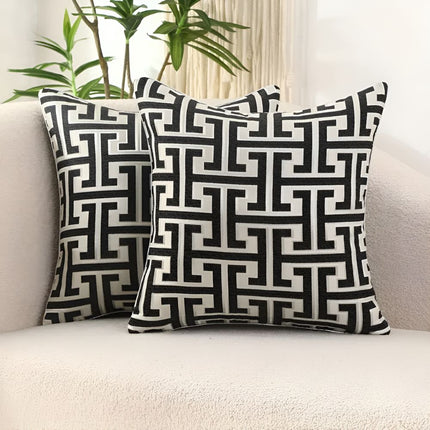 Geometryczna żakardowa poszewka na końcówkę | Luksusowy szenil i aksamit | Konstrukcja dwustronna | 45x45cm | Ukryty zamek | Można prać w praktyce | Standardowe lecznicze | Wystrój domu | Wkład hamulcowy