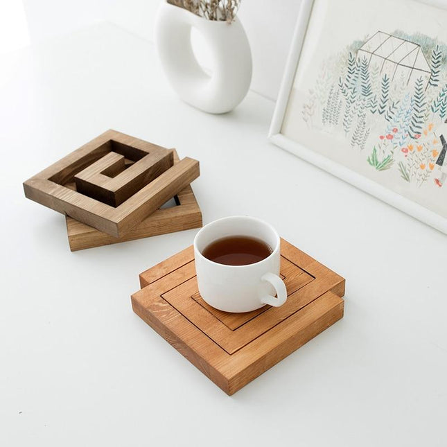 Zestaw trójnóg z drewna sosnowego | 15,5 x 15,8 cm | Odporne na akcesoria kuchenne | Zestaw 2