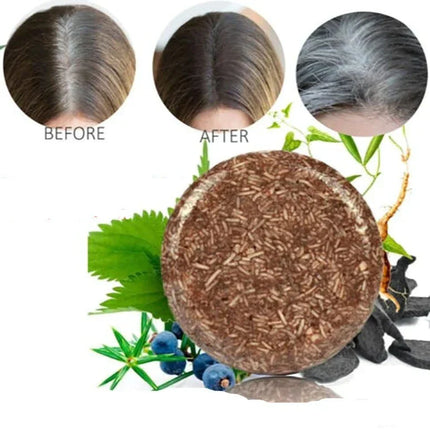 Szampon przyciemniający naturalny kwiat bulwiasty w kostce | Organiczna formuła zagęszczająca i odmładzająca | Przeciwłupieżowe i kontrola oleju | Ekologiczne opakowanie | 55g