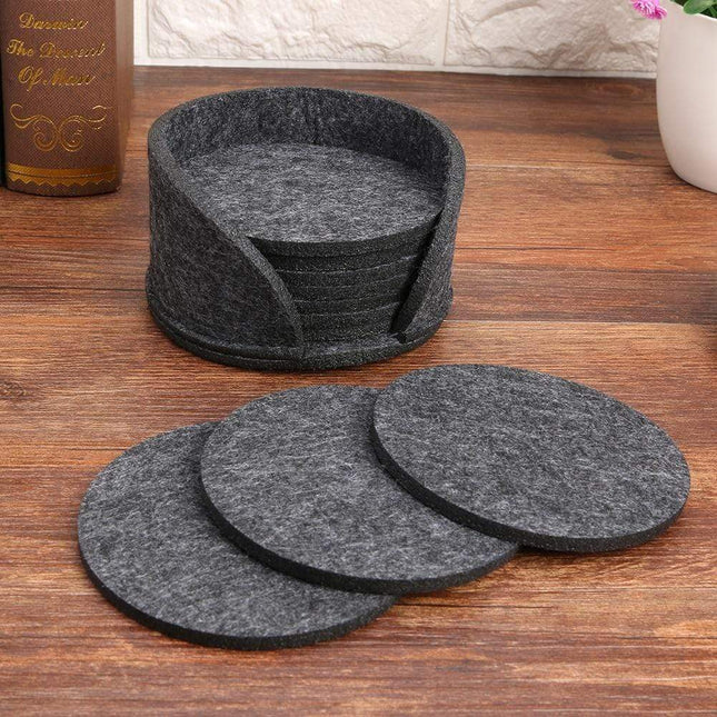 Zestaw podkładek filcowych | 10 sztuk z etui | 10 x 10 cm | Trwały materiał filmowy | dostęp i udostępniam | Idealny na stolik kawowy i barek śniadaniowy