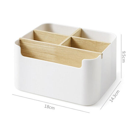 Trwały organizer na biurko w neutralnym kolorze | Kompaktowy 18x9,5x14,3cm | Uporządkowanie przestrzeni roboczej | Uniwersalne zastosowanie w kosmetykach, kosmetykach lub toaletach | Utrzymuj porządek w głównych rzeczach