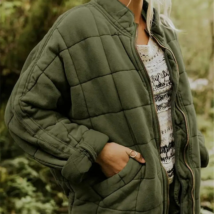 Damska kurtka przejściowa oversize Helene | Zagęszczony płaszcz poliestrowy | S-2XL | Ciemnoszary, czarny, niebieski, różowy