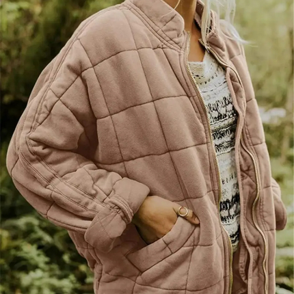 Damska kurtka przejściowa oversize Helene | Zagęszczony płaszcz poliestrowy | S-2XL | Ciemnoszary, czarny, niebieski, różowy