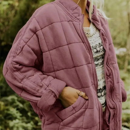 Damska kurtka przejściowa oversize Helene | Zagęszczony płaszcz poliestrowy | S-2XL | Ciemnoszary, czarny, niebieski, różowy
