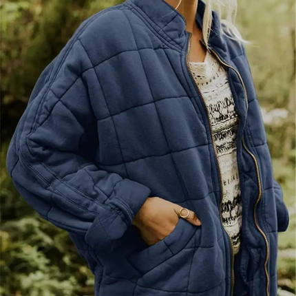Damska kurtka przejściowa oversize Helene | Zagęszczony płaszcz poliestrowy | S-2XL | Ciemnoszary, czarny, niebieski, różowy