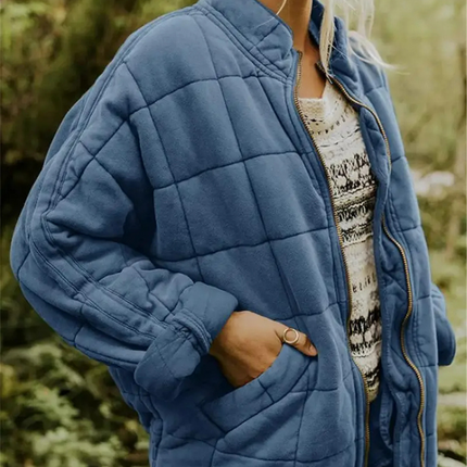 Damska kurtka przejściowa oversize Helene | Zagęszczony płaszcz poliestrowy | S-2XL | Ciemnoszary, czarny, niebieski, różowy