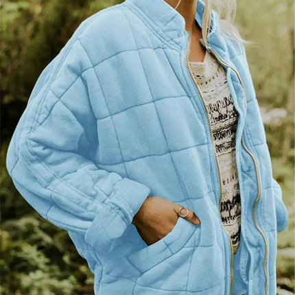 Damska kurtka przejściowa oversize Helene | Zagęszczony płaszcz poliestrowy | S-2XL | Ciemnoszary, czarny, niebieski, różowy