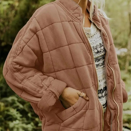 Damska kurtka przejściowa oversize Helene | Zagęszczony płaszcz poliestrowy | S-2XL | Ciemnoszary, czarny, niebieski, różowy