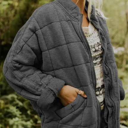 Damska kurtka przejściowa oversize Helene | Zagęszczony płaszcz poliestrowy | S-2XL | Ciemnoszary, czarny, niebieski, różowy