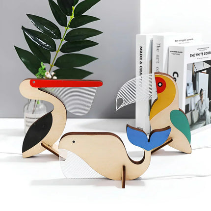 Drewniana lampa stołowa ze zwierzętami | Lampka nocna LED dla dzieci | Zasilany przez USB | Projekt akrylu i drewna | Pelikan, Syriusz, Wieloryb, Motywy Tukana | dotknij opcji zmiany | Kojący, miękki blask | Dziki Blask