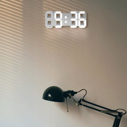 Cyfrowy zegar ścienny LED 3D | Możliwość przyciemnienia oświetlenia | Minimalistyczny design | Zasilany przez USB | Wysoka jasność | Wystrój domu