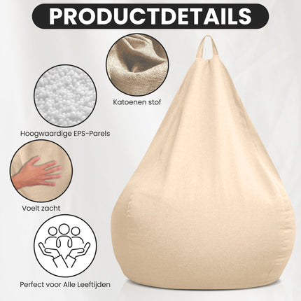 Worek fasolowy premium z wypełnieniem | Ergonomiczne wsparcie | Zdejmowany, nadający się do prania pokrowiec | Wiele rozmiarów i kolorów | Miękkie i trwałe | Idealny do salonu i sypialni
