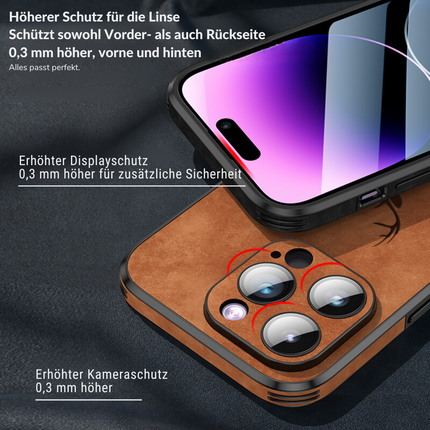 Luksusowe skórzane etui na iPhone'a | Elegancki wygląd i ochrona odporna na wstrząsy | Wysokiej jakości materiał | Precyzyjne dopasowanie i wycięcia | Cienki i lekki | Dostępne w różnych kolorach i wykończeniach