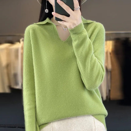Damski sweter z wełny merynosów | Elegancki kołnierz | Miękkie, ciepłe i stylowe | Idealny do noszenia na co dzień i formalnie | Jakość premium | Ponadczasowa moda
