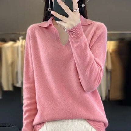 Damski sweter z wełny merynosów | Elegancki kołnierz | Miękkie, ciepłe i stylowe | Idealny do noszenia na co dzień i formalnie | Jakość premium | Ponadczasowa moda