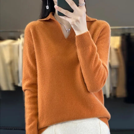 Damski sweter z wełny merynosów | Elegancki kołnierz | Miękkie, ciepłe i stylowe | Idealny do noszenia na co dzień i formalnie | Jakość premium | Ponadczasowa moda