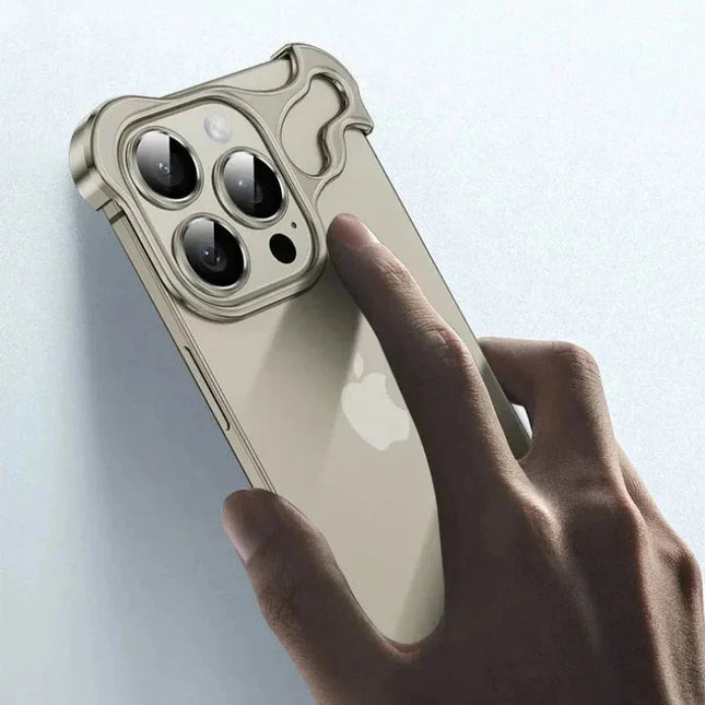 Aluminiowa obudowa iPhone'a bez oprawek | Smukły, minimalistyczny design | Ochrona kontrolerów i urządzeń | Pasuje do iPhone'a z serii 12-16 | Dostępne w 5 kolorach | Precyzyjne wycięcie na akumulator i ładowanie | Podniesione krawędzie