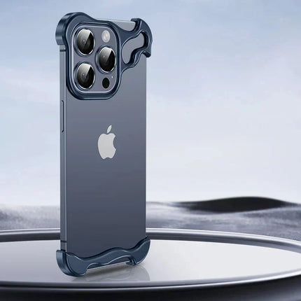 Aluminiowa obudowa iPhone'a bez oprawek | Smukły, minimalistyczny design | Ochrona kontrolerów i urządzeń | Pasuje do iPhone'a z serii 12-16 | Dostępne w 5 kolorach | Precyzyjne wycięcie na akumulator i ładowanie | Podniesione krawędzie