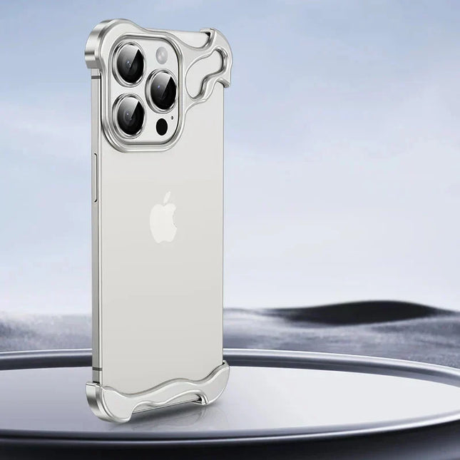 Aluminiowa obudowa iPhone'a bez oprawek | Smukły, minimalistyczny design | Ochrona kontrolerów i urządzeń | Pasuje do iPhone'a z serii 12-16 | Dostępne w 5 kolorach | Precyzyjne wycięcie na akumulator i ładowanie | Podniesione krawędzie