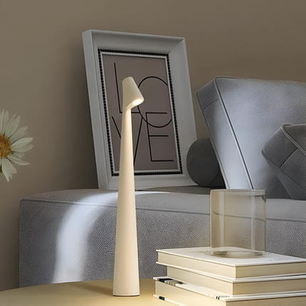 Ściemna lampa stołowa LED | Minimalistyczny projekt nordycki | Bezprzewodowe oświetlenie | Sterowanie dotykowe | Ciepłe światło | Ochrona oczu | Energooszczędny | Idealny do pracy i relaksu | 33x5 cm | Bateria 1800 mAh