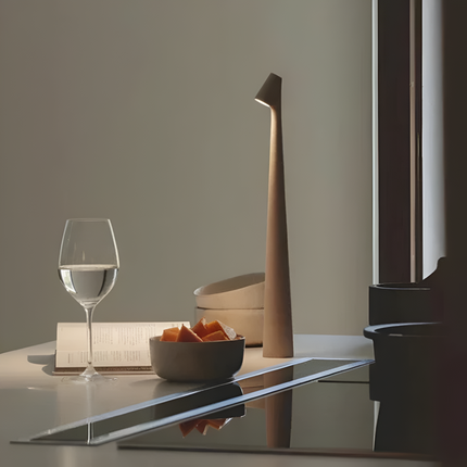 Ściemna lampa stołowa LED | Minimalistyczny projekt nordycki | Bezprzewodowe oświetlenie | Sterowanie dotykowe | Ciepłe światło | Ochrona oczu | Energooszczędny | Idealny do pracy i relaksu | 33x5 cm | Bateria 1800 mAh