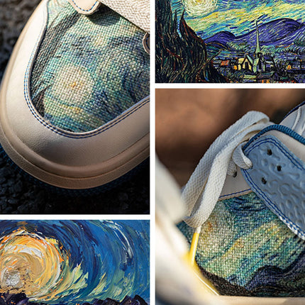 Trampki V. Gogh „Gwiaździsta noc” | Komfort artystyczny | Lekka konstrukcja | Inspirowane gwiaździstym niebem | Unikalny wzór | Trwałe obuwie | Dodaj elegancji do swojego stylu