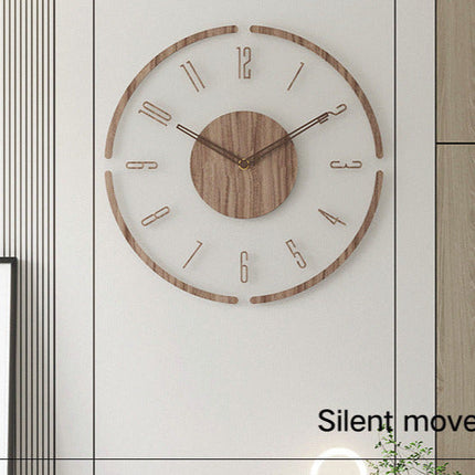 DREWNOLINIA | Elegancki nowoczesny zegar ścienny | Minimalistyczny design | Drewniana rama | Cichy Ruch | Wyczyść tarczę | Elegancki wystrój domu