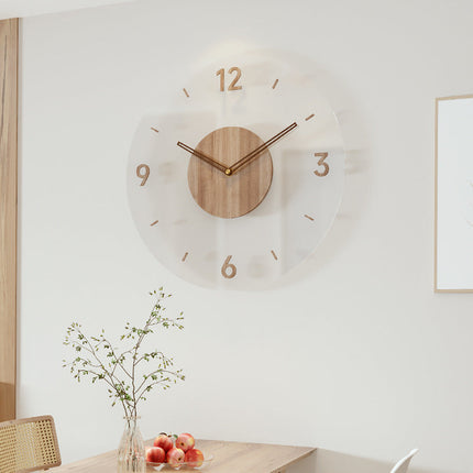 DREWNOLINIA | Elegancki nowoczesny zegar ścienny | Minimalistyczny design | Drewniana rama | Cichy Ruch | Wyczyść tarczę | Elegancki wystrój domu