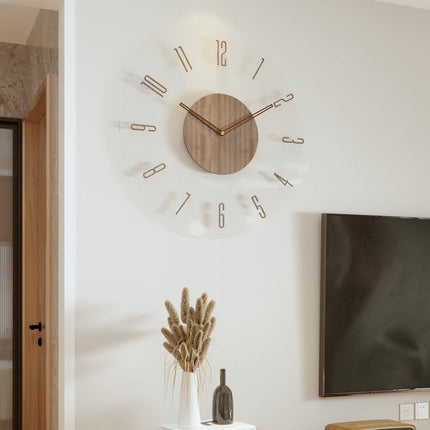 DREWNOLINIA | Elegancki nowoczesny zegar ścienny | Minimalistyczny design | Drewniana rama | Cichy Ruch | Wyczyść tarczę | Elegancki wystrój domu
