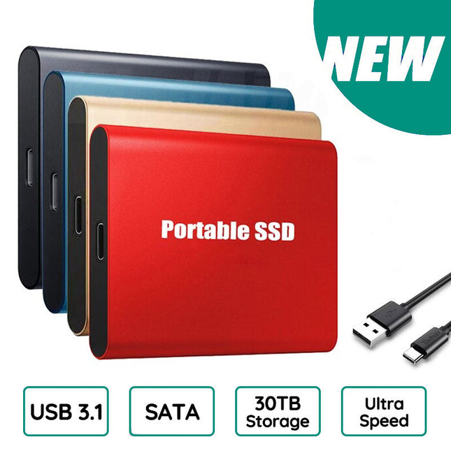 Ultraszybki zewnętrzny dysk SSD | Błyskawiczny | Odporny na wstrząsy | Kompaktowy | Pojemność do 30 TB | Konstrukcja ze stopu aluminium | Zgodność z USB 2.0/3.0 | PC, Mac, Android, Konsole do gier | Przenośne rozwiązanie do transmisji danych