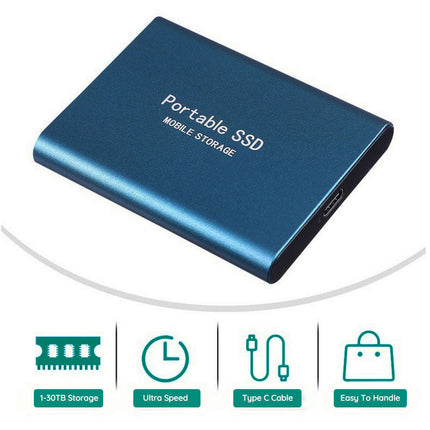 Ultraszybki zewnętrzny dysk SSD | Błyskawiczny | Odporny na wstrząsy | Kompaktowy | Pojemność do 30 TB | Konstrukcja ze stopu aluminium | Zgodność z USB 2.0/3.0 | PC, Mac, Android, Konsole do gier | Przenośne rozwiązanie do transmisji danych
