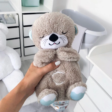 Snuggle Oddychająca Wydra Niedźwiedź | Pluszowa zabawka 30 cm z kojącą muzyką i muzyką | Idealny pomocnik w zasypianiu i towarzysz przytulania | Materiały wysokiej jakości | Prezent dla dziecka o miękkiej fakturze i delikatnych danych osobowych