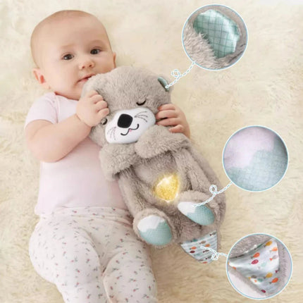 Snuggle Oddychająca Wydra Niedźwiedź | Pluszowa zabawka 30 cm z kojącą muzyką i muzyką | Idealny pomocnik w zasypianiu i towarzysz przytulania | Materiały wysokiej jakości | Prezent dla dziecka o miękkiej fakturze i delikatnych danych osobowych